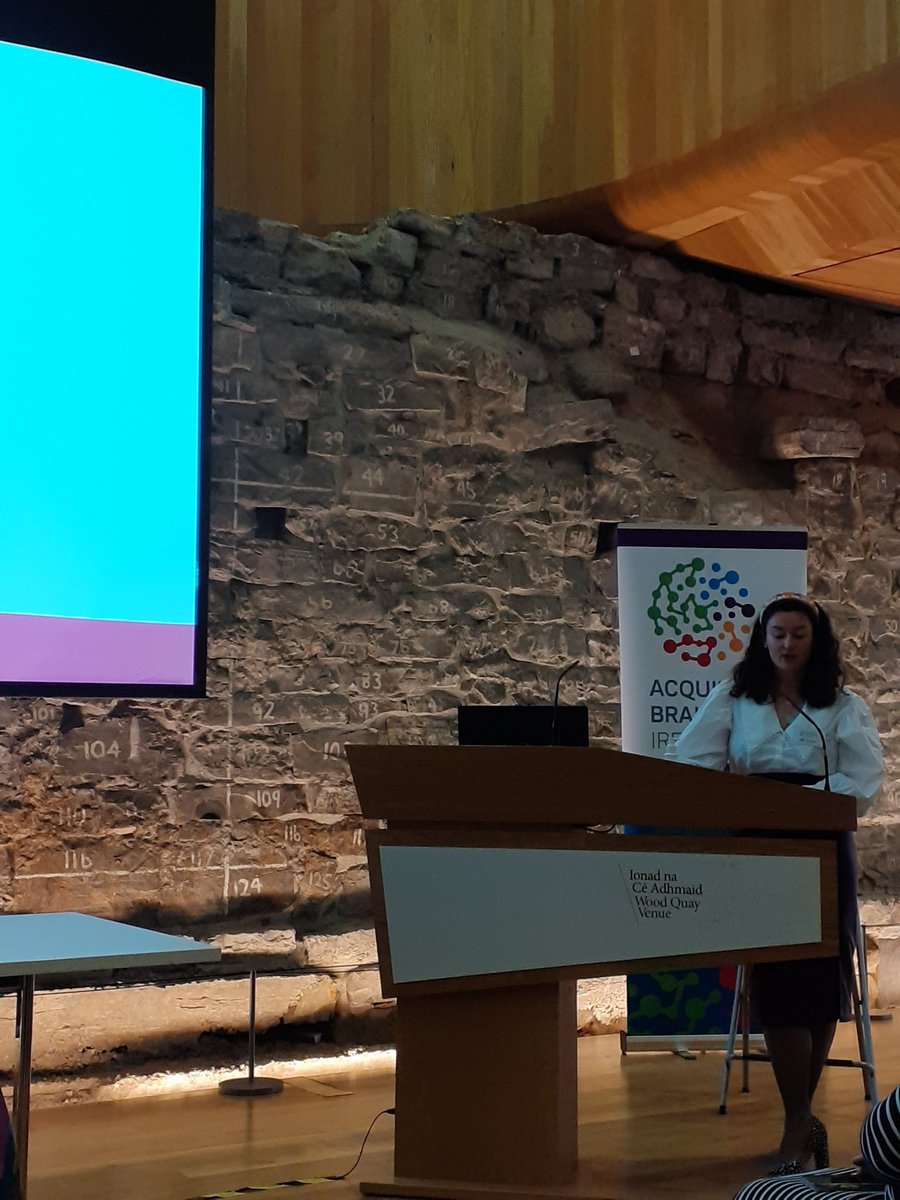 ABIIreland's tweet photo. @Alli_McClean, ROSIA Project Coordinator @NRH_fdn, introduces us to an ambitious project to improve patient outcomes through a comprehensive #rehabilitation service, enabled by cutting edge technology &amp; community support.

#Brainpower https://t.co/29wDbAX7d7