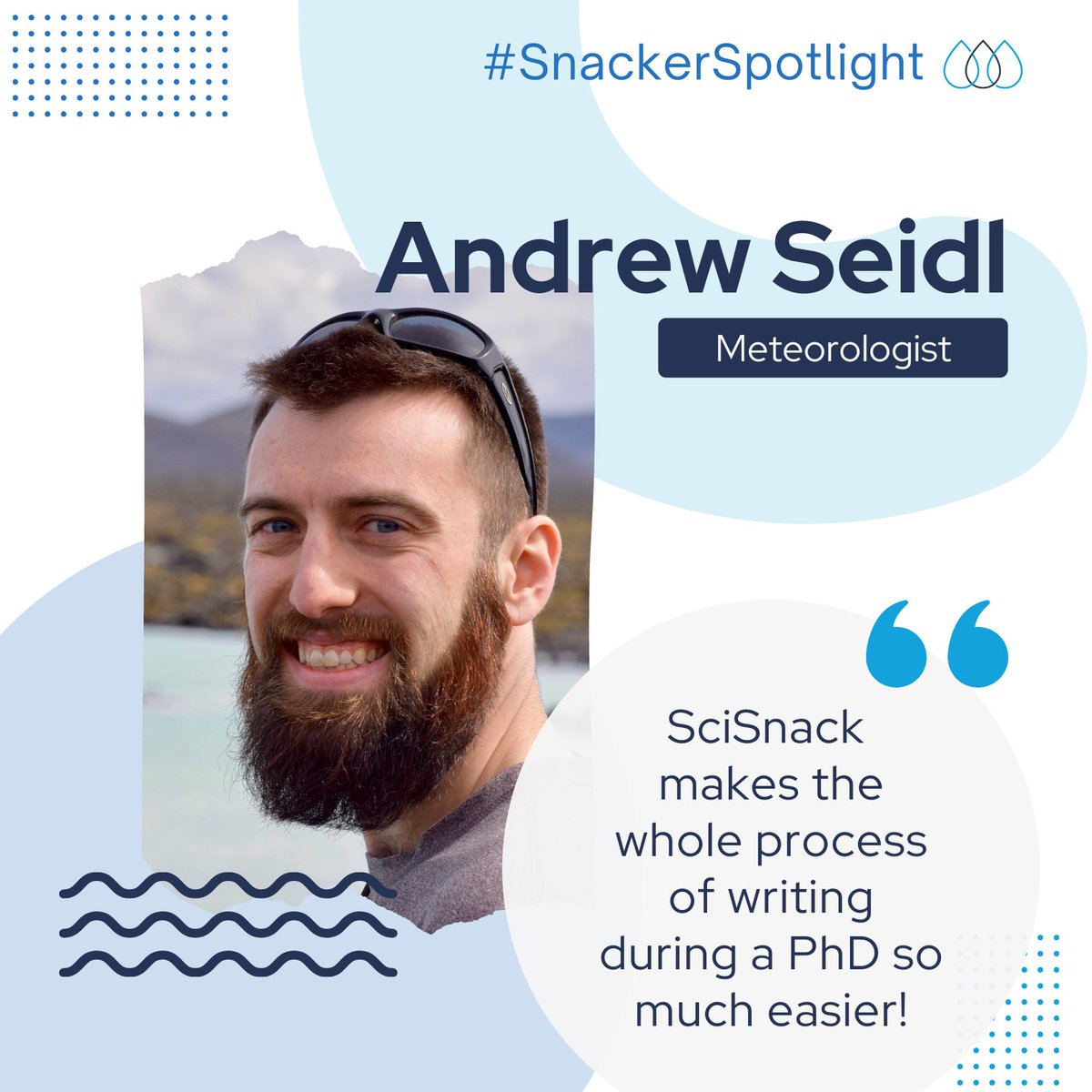 ClimateSnack's tweet photo. #SnackerSpotlight Andrew Seidl @awseidl, from Canada, PhD @BergenUib in #meteorology, #scisnack Bergen group coordinator &amp; Snacker since 2017. Andrew is inspired to better understand the weather ☂️ Enjoys fieldwork and building things #scicomm #Scientist https://t.co/5oBGmvV4DP