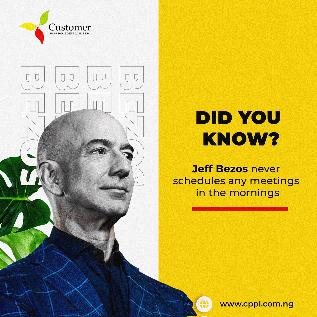 cppltraining's tweet image. For each of his meetings he implements a “two pizza rule”? A rule in which Bezos wants the meetings to be small enough where two pizzas would feed everyone… Hmmm yummy.

#cpplnigeria #cppltrainingprograms #business #amazon #pizza #Bezos #facts  #TGIF #May
 #cppl