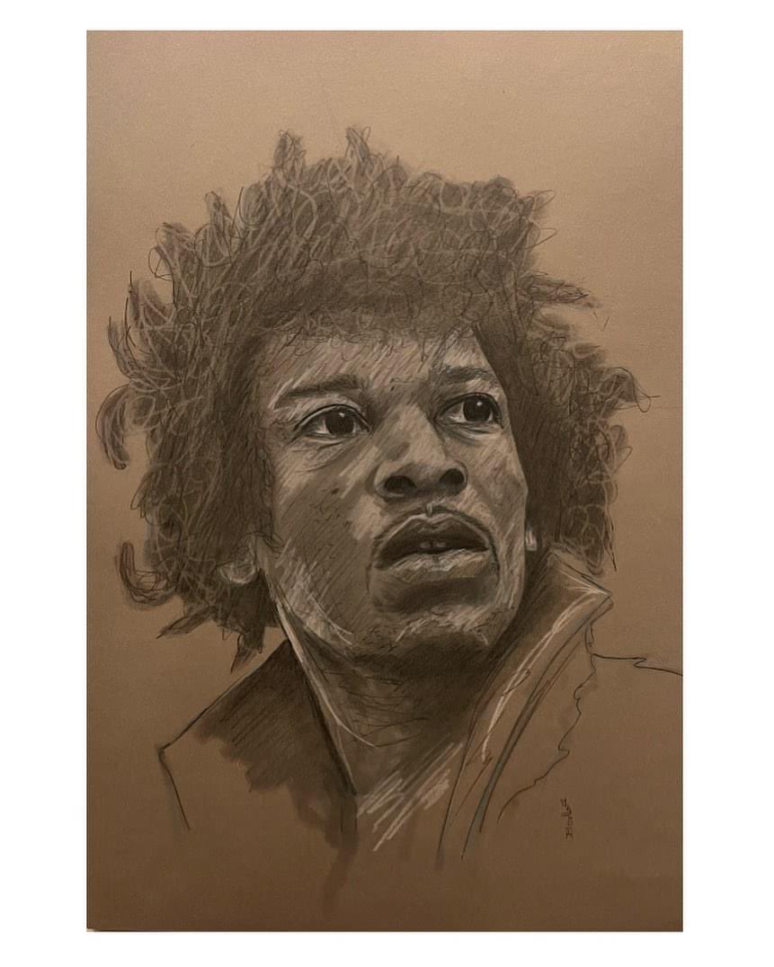 IMicello's tweet photo. Petit portrait du soir ✍🏻 
Jimi Hendrix, est un guitariste, auteur-compositeur et chanteur américain, fondateur du groupe anglo-américain The Jimi Hendrix Experience, actif de 1966 à 1970 #drawing #draw #portrait #ritratto #jimihendrix #hendrix #guitariste #musique #dessin #art https://t.co/Jr1I7SQdbz