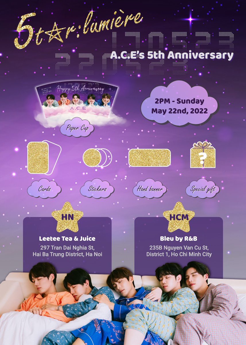 meolarva's tweet photo. A.C.E's 5th ANNIVERSARY EVENT in VIETNAM
🌟𝟓𝐓𝐀𝐑:𝐥𝐮𝐦𝐢𝐞̀𝐫𝐞🌟
"𝐼𝑛 𝑡h𝑒 𝑛𝑖𝑔h𝑡 𝑠𝑘𝑦, 𝐼 𝑐𝑎𝑛 𝑠𝑒𝑒 𝑎 𝑙𝑢𝑚𝑖𝑒𝑟𝑒 5𝑡𝑎𝑟"
🕐 2pm-6pm, May 22nd (Sun)
🏠 Hanoi - Ho Chi Minh City, Vietnam
#ACE5thAnniversary
#에이스 #초이스 #ACE #CHOICE #VietnameseChoice https://t.co/wCKJ6JaHBI
