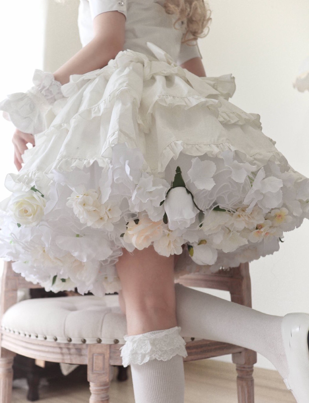 オーガンジー花パニエ 45cm丈 花パニエ パープル ホワイト - その他 オーガンジー花パニエ 45cm丈 花パニエ パープル ホワイト - その他