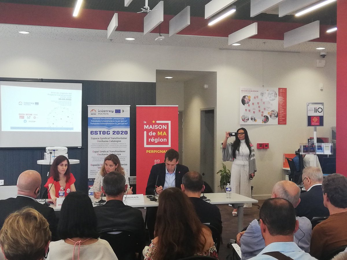 Mariajoseblue's tweet photo. Assistim a l'acte de cloenda del projecte transfronterer ESTOC 2020,  per contribuir a reduir els efectes frontera a l'espai transfronterer dels Pirineus #POCTEFA https://t.co/APcIWHSRVI
