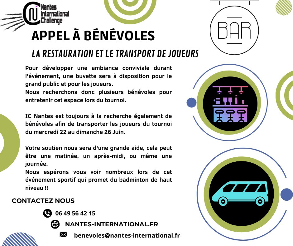 URGENT ❗❗
Nantes IC Badminton A BESOIN DE VOUS !!
Partagez le plus possible svp!!
Si vous êtes intéressés, n'hésitez pas à nous contacter !!
Merci à vous 😉
#benevole #badminton #nantes #rezé #tousensemble