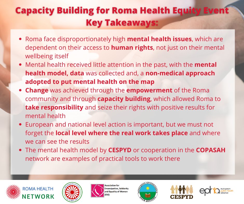 EPHA_EU's tweet photo. #RomaniWeek has ended and our co-hosted event gauged the success!
We gathered the main takeaways from the event for you👇
#HealthInequality #MentalHealthAwarenessMonth https://t.co/NgpQeNMrK9