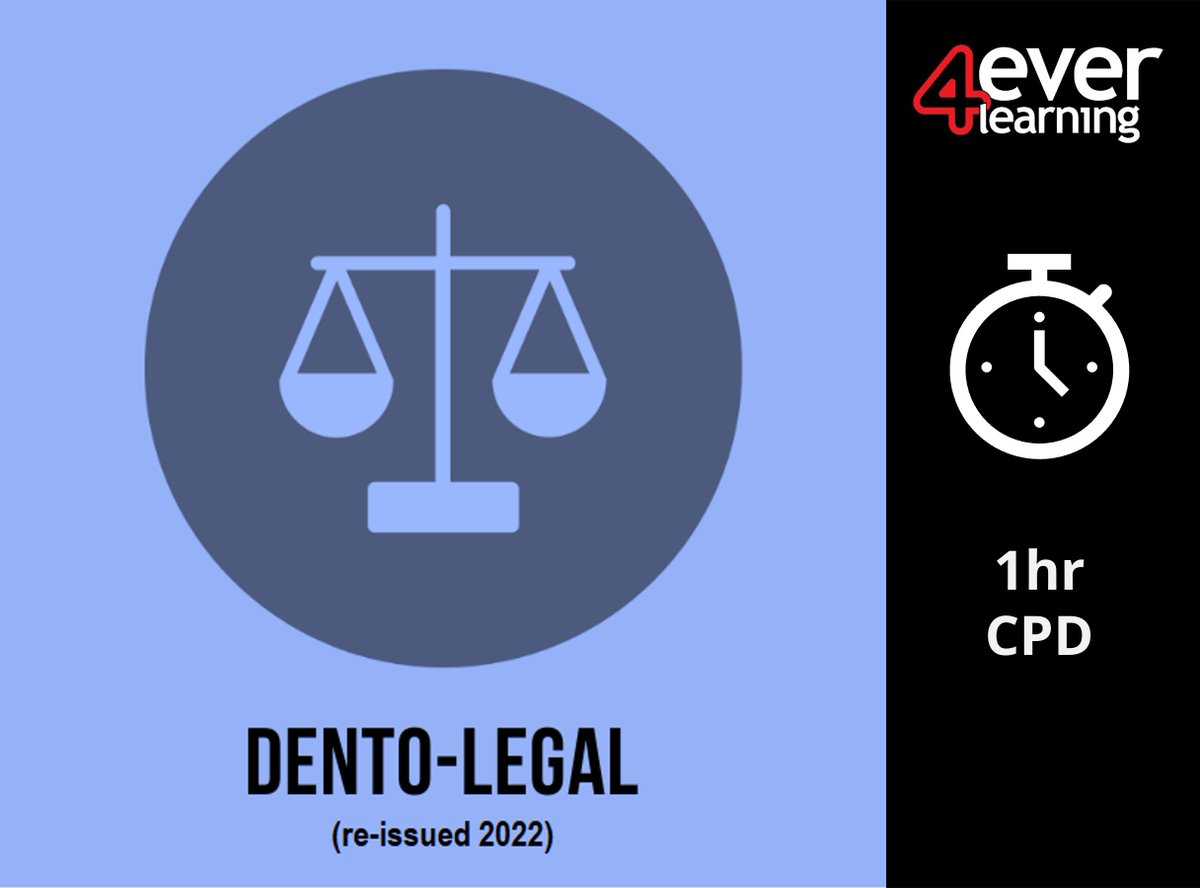 ⚖️🧑‍⚖️By popular demand, our Dento-Legal Essentials 1hr #cpd course has been re-issued! Suitable for the whole dental team &amp; already getting five-star feedback from - members can enrol today! Not yet a member? Join today at 4everlearning.com