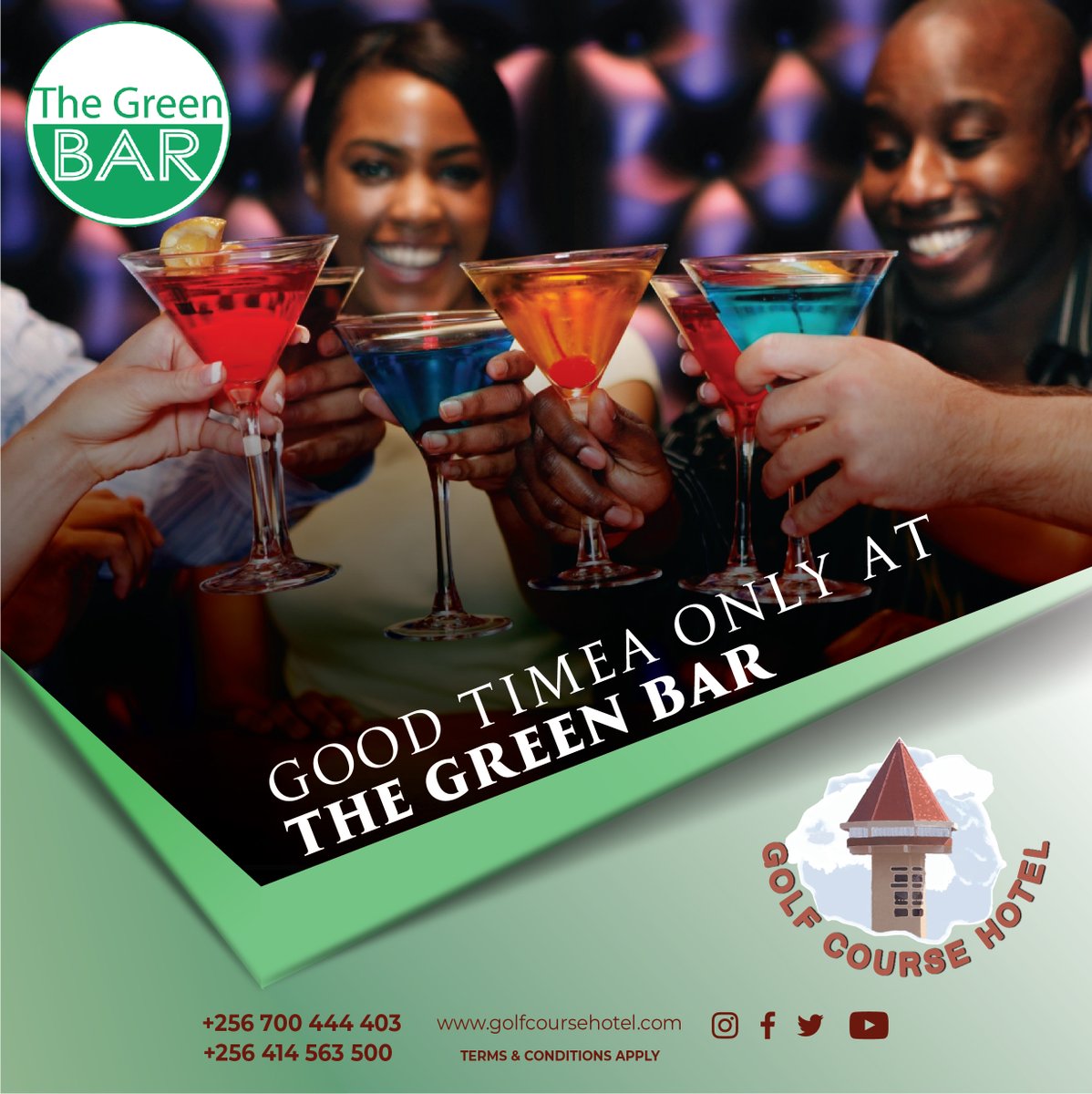It's a Friday, and the Green Bar is just the perfect Spot!.
Come through and toast to the greatness your week's efforts!
#Golfcourse #Hotel #Greenbar #TGIF #Kampalafun