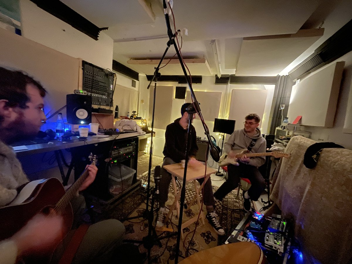 This was the mic set up for ‘My Murder’ we were a bit stuck in the mud and decided to relax the recording process up and just capture a totally live take without worrying about bleed on the mics. We captured a bit of a moment in the space of 10 mins - when other songs took months