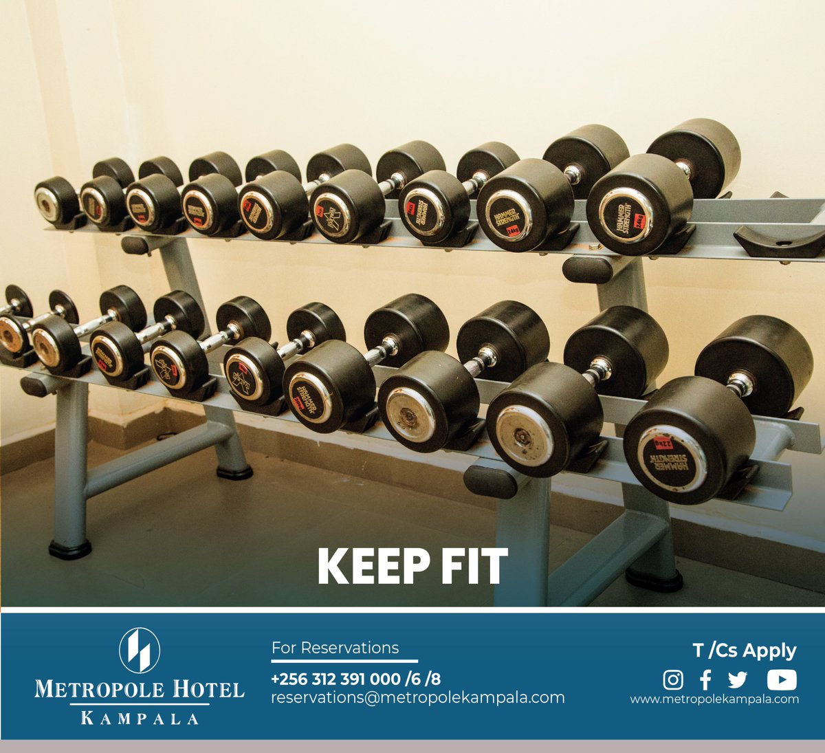 MetropoleHotel2's tweet photo. Once you are exercising regularly, the hardest thing is to stop it! Book your stay at Metropole Hotel Kampala and make use of the fully-equipped Gym to your satisfaction.
#Metropole #Hotel #Kampala #Fitness #VisitUganda https://t.co/dHEmA0BZAN