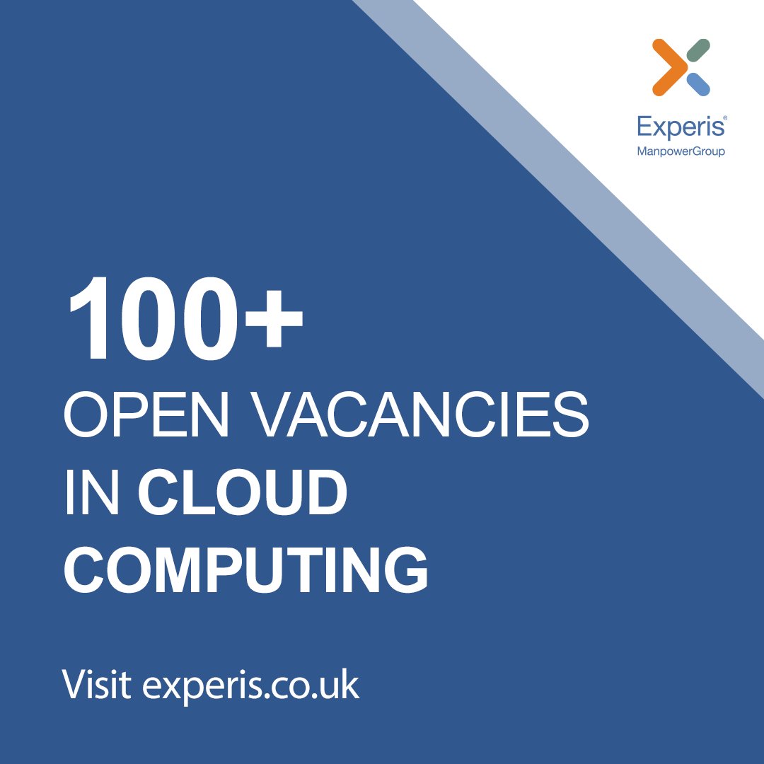 ExperisUK's tweet photo. We’re looking for Cloud experts!
We have over 100 open roles on our website, including Cloud Architects, Engineers, Developers and Project Managers.
Find your next opportunity here https://t.co/VCTbw53fH1
#cloudcomputing #cloudjobs #cloudprofessionals https://t.co/cLPs5kUmOb