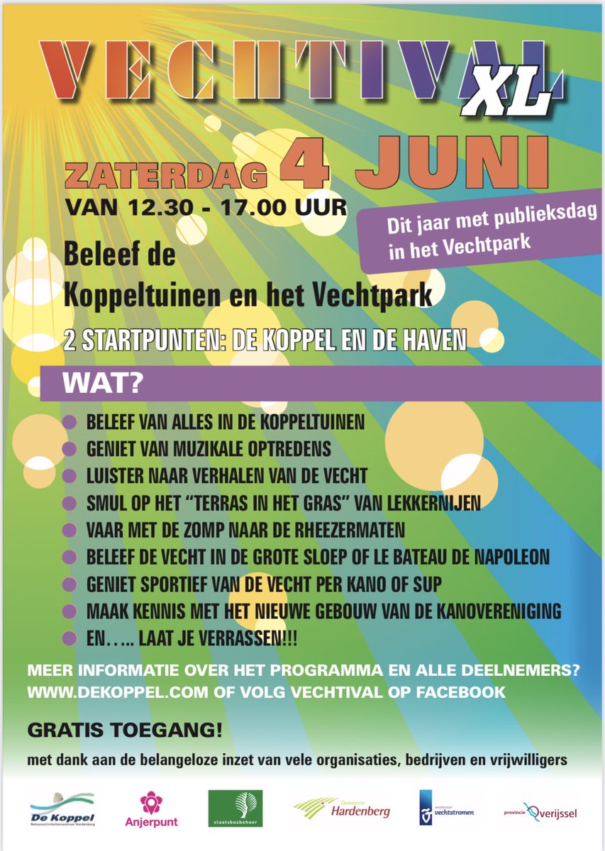 U komt toch ook op 4 juni a.s. naar het <a href="/vechtival/">Vechtival</a> XL, dit jaar met nòg meer activiteiten. Wij zijn aanwezig met reddingssloep de Gebroeders Bever 🦫 en varen u gratis v.v. van Paviljoende Haven naar <a href="/DeKoppel1/">De Koppel</a> waar van alles is te doen, neem vooral uw (klein)kinderen mee! 🛟🚢⚓️
