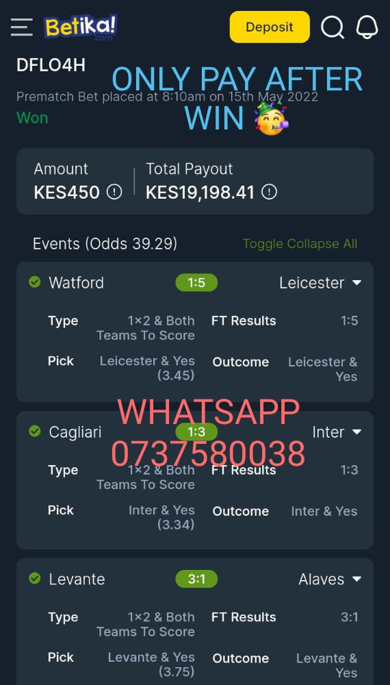 CHECK OUT THIS MANS ODDS.THEY ARE CHEAP,SURE AND LEGIT✅.I'VE BEEN WINNING SINCE I JOINED HIM💯.
CONTACT HIM THROUGH 0737580038 
api.whatsapp.com/send?phone=737…
Dr phillip munyao sakaja karatina nyeri oscar sudi baba #BWAffair #NoRigathiNoRuto #MamaAzimio #MamaAzimio #Inawezekana