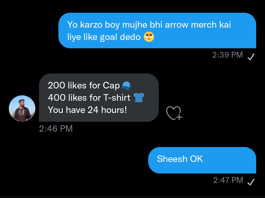 mxgga1x's tweet image. 400 likes And @Karzovic_ Gives Me The Arrow Merch 😍.