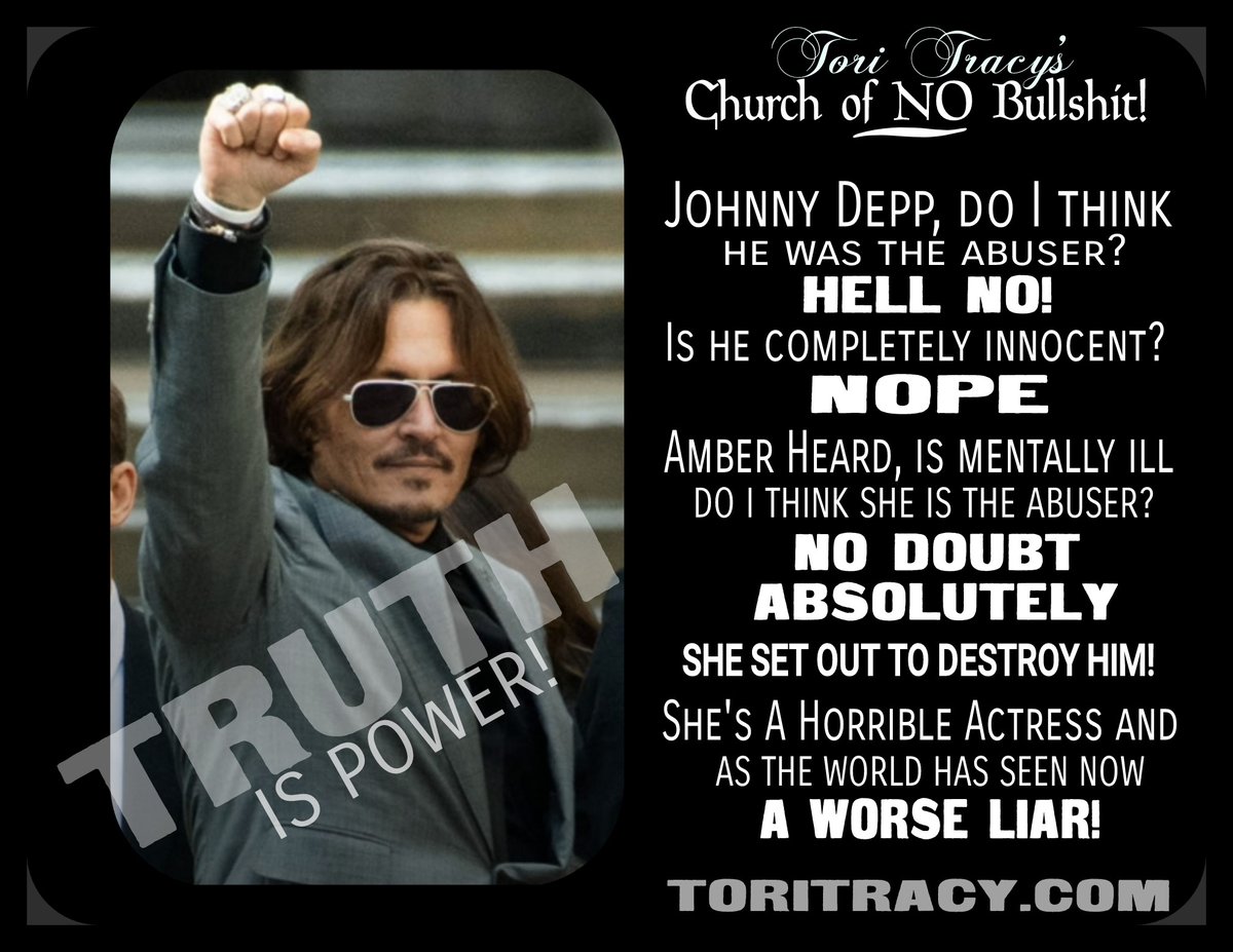 The world knows who the abuser was!
IT WASN'T JOHNNY!

Amber Heard is a horrible actress and an even worse liar!

KARMA's a bitch Amber Heard and she's coming hard for you now!

Won't be long now!

#IStandWithJohnyDepp
