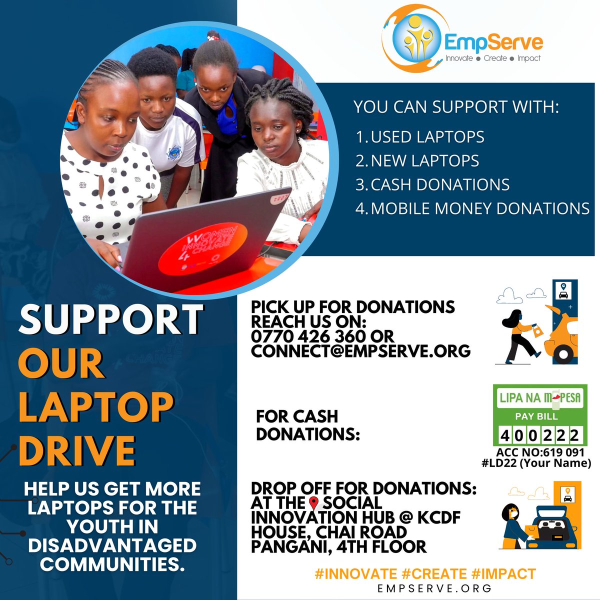 empserve's tweet photo. #BeaYouthTechChampion
Help us reach more youth in rural and urban disadvantaged communities. Your donation will help us get more laptops for these youth to provide skill development and career opportunities.
#Innovate #Create #Impact
#youthempowerment
#EmpserveLaptopDrive https://t.co/XN2687BBys