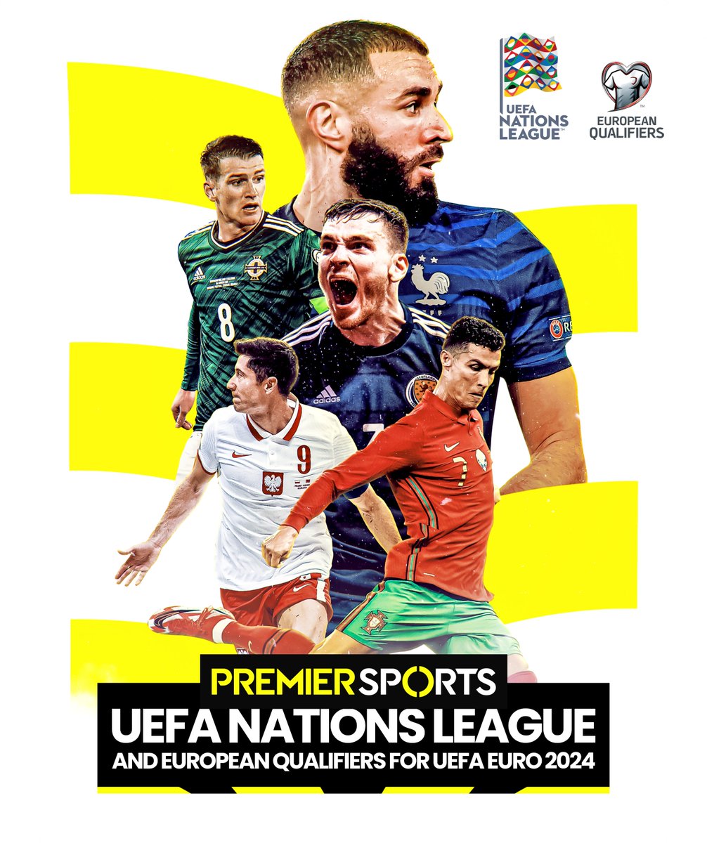 UEFA Nations League and the European Qualifiers for UEFA Euro 2024 are coming to Premier Sports! 🏆

We will be bringing you over 400 live games, including exclusive Scotland, Northern Ireland and Republic of Ireland fixtures from 2022-2024!

🗞 Read more: bit.ly/3lp4W1E