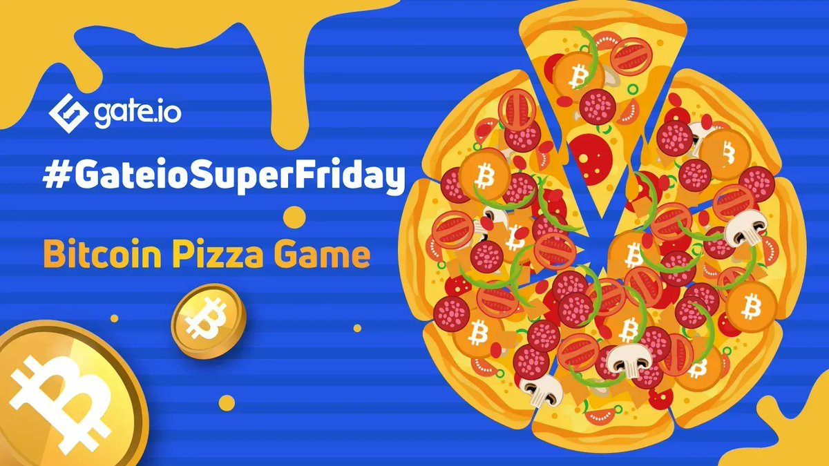 Gate's tweet photo. #GateioSuperFriday Time🎊

🎉Celebrate #BitcoinPizzaDay with https://t.co/8kWqgEeplL
😋Find how many $Bitcoins are in the pizza below 

🎁5 lucky users will win $22 each
⏰May 20 - May 23

Tasks
🍕Follow @gate_io &amp; @Gateio_Startup
🍕RT &amp; Like 
🍕Answer: https://t.co/2KbGyQ8Jjz https://t.co/kW5AqOzMJj