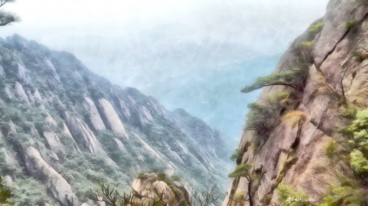 RcpCHAOSPEARL's tweet photo. 三万里河东入海，五千仞岳上摩天。
#painting #Watercolour #Procreate #china #HUANG #POEMS https://t.co/RGjzI338iT