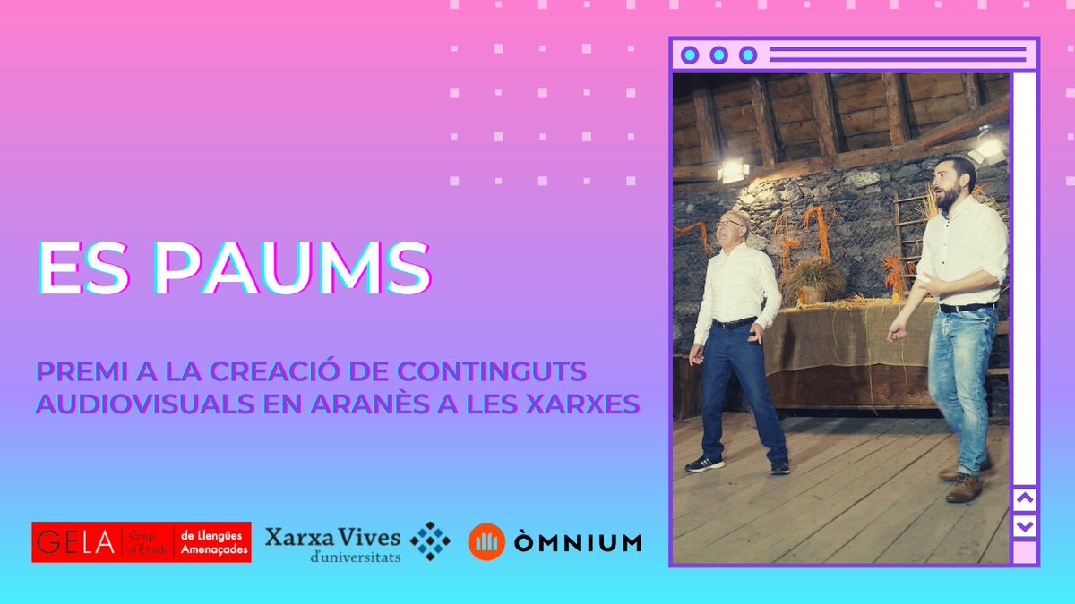 xarxavives's tweet photo. ✅ L'associació cultural Es Paums (@es_paums) de la Vall d'Aran!

🎶📚🤳 Promou la cultura i la llengua aranesa a YouTube, des de diversos àmbits com la música, l'edició de publicacions i concursos a les xarxes socials.

🔗https://t.co/zzzh3TP2eS

Felicitats! 👏 https://t.co/YeAY3l3eK6