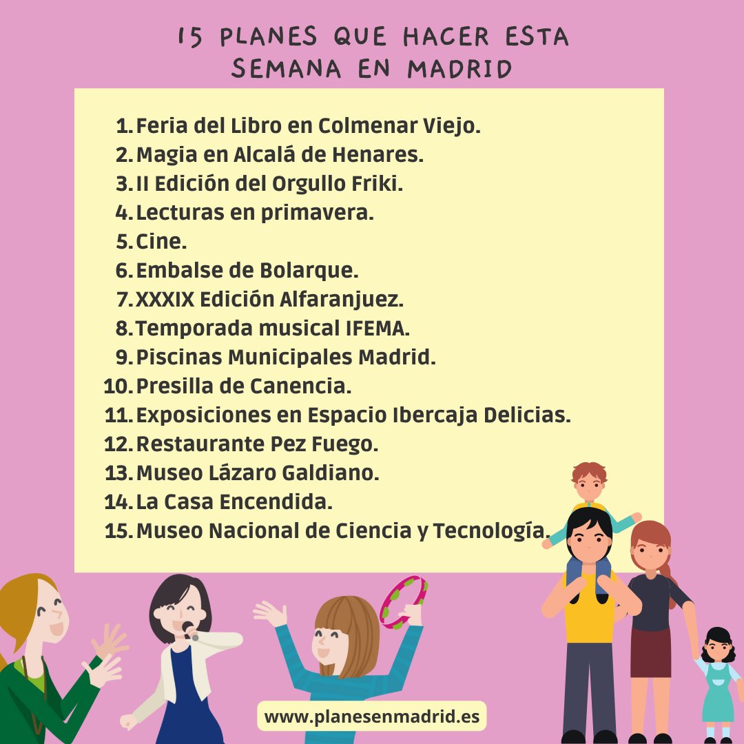 quevermadrid's tweet photo. Descubre una semana más alguno de los 15 planes que puedes realizar en Madrid durante estos días. No te los pierdas. Más info link: https://t.co/es41oaMm3A

#planesmadrid #quevermadrid #planesmadrid #ociomadrid https://t.co/FJ0E19GXMW