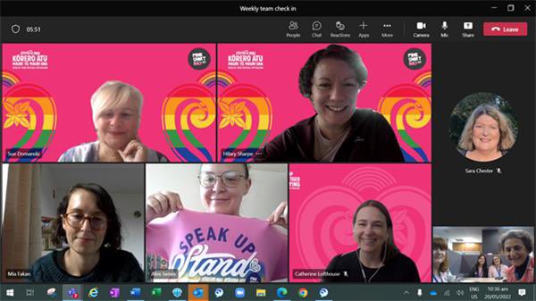 Great shot of our long term conditions team celebrating #pinkshirtdaynz - lovely shot <a href="/minhealthnz/">Ministry of Health - Manatū Hauora</a>