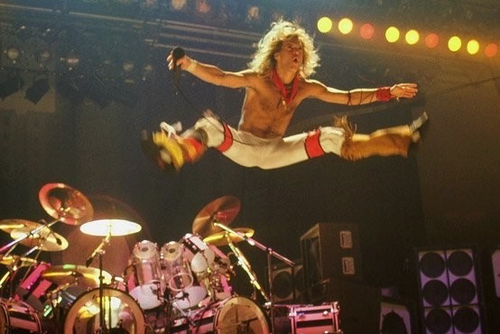 Van Halen's lead singer David Lee Roth performing Unchained in concert, 1981.🎶