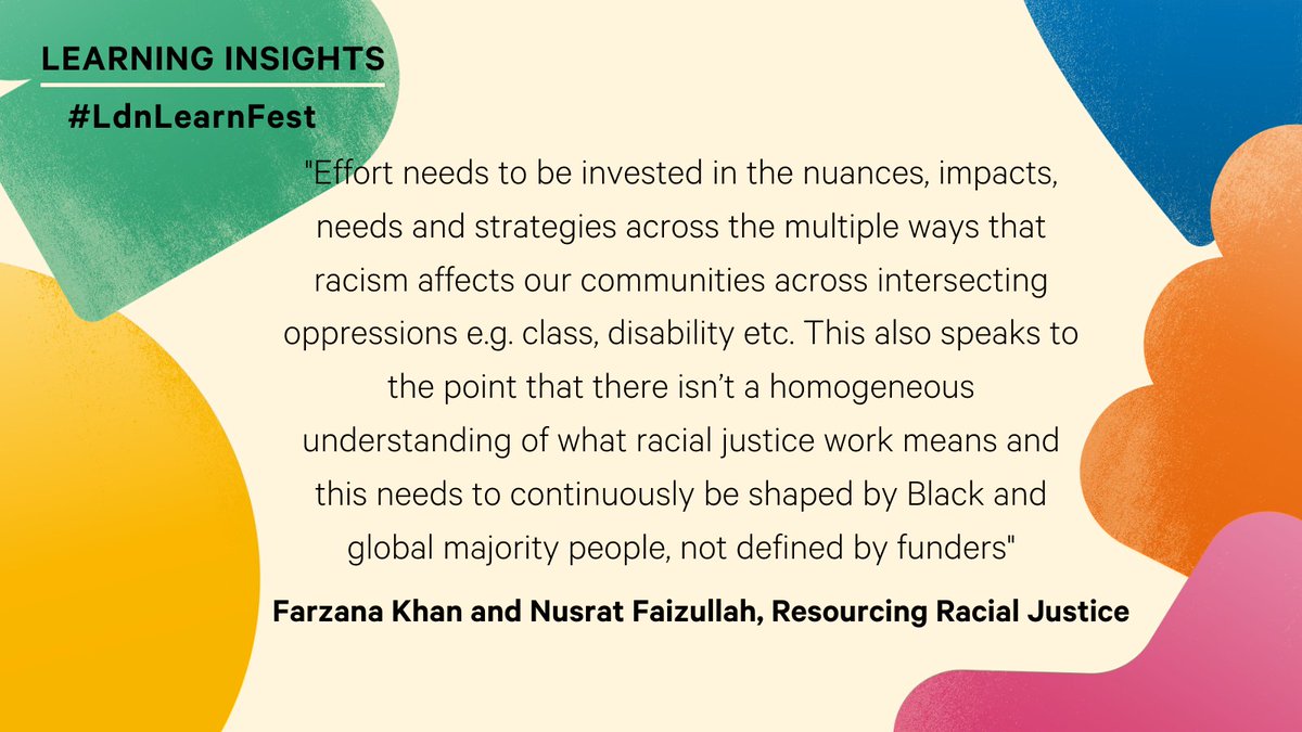 LondonFunders's tweet photo. .@Nusrat_F  &amp; @khankfarza from @ResourcingRJ  reflect on what they’ve learnt from providing investment to Black and global majority communities

Read the full Learning Insight here👇
https://t.co/RSMG4uAqg3
#LdnLearnFest https://t.co/NOcH2kFwvC