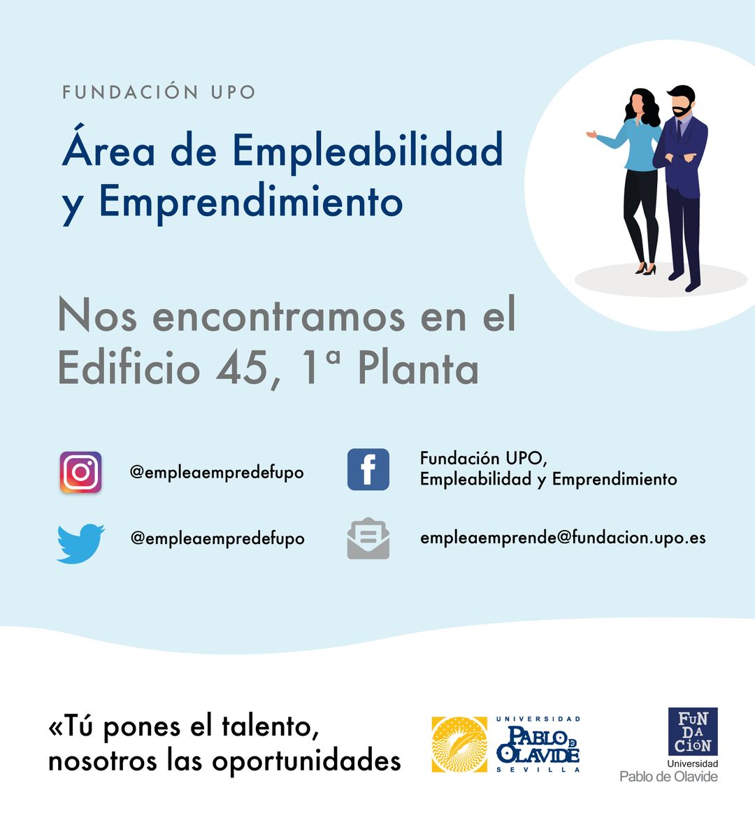 empleaemprende's tweet photo. El área de empleabilidad y emprendimiento de @fundacionupo atiende #virtualmente al alumnado de @pablodeolavide sobre su desarrollo profesional y recursos para mejorar sus opciones profesionales
Pide tu cita!
#empleo https://t.co/CWLKMNeCdx