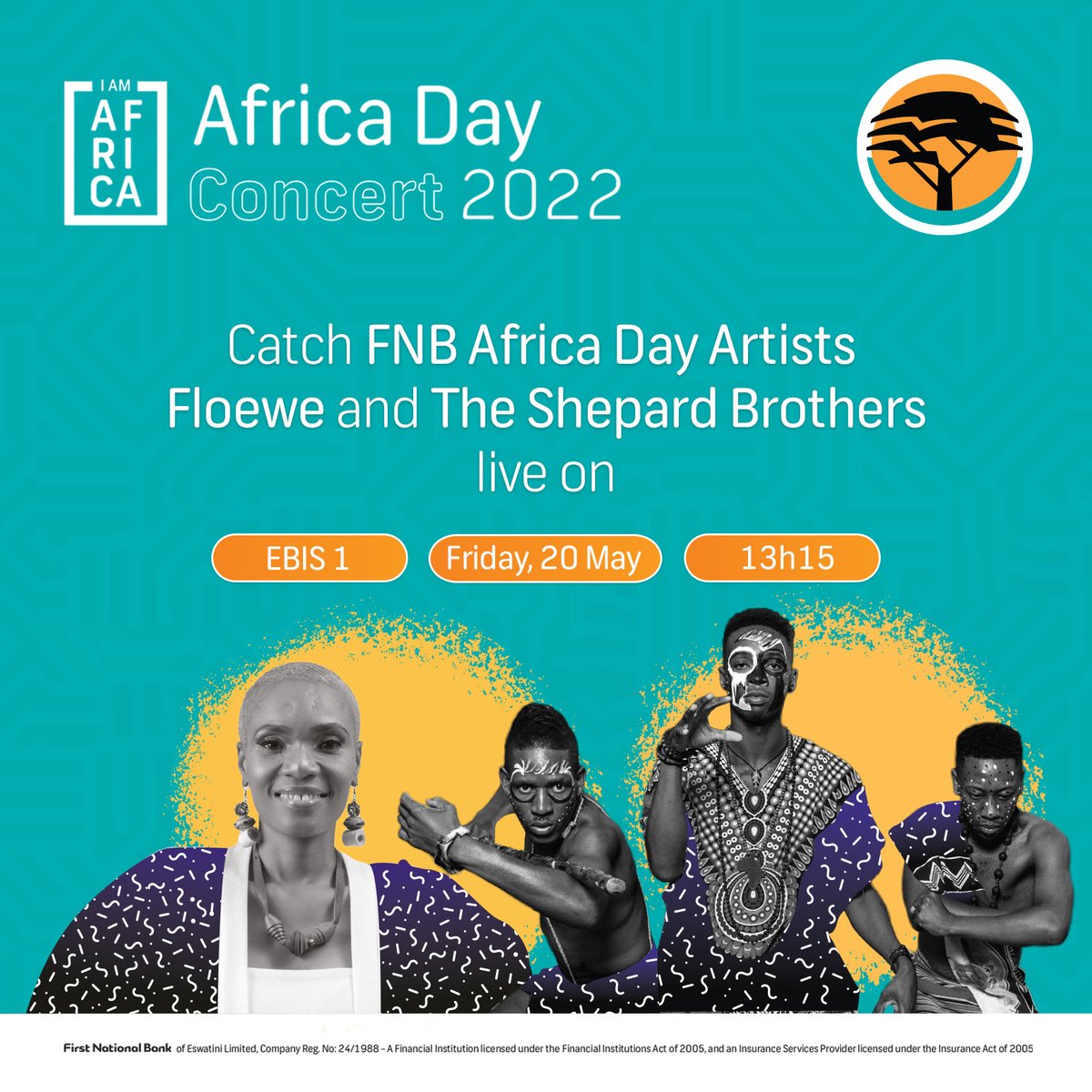 FNBEswatini's tweet photo. Eswatini artists @MissFloewe and @ShepardBrotherz will be live on SBIS 1, today at 1:15pm talking all things FNB Africa Day Concert. Don't miss it! https://t.co/H8gNhyCE3N