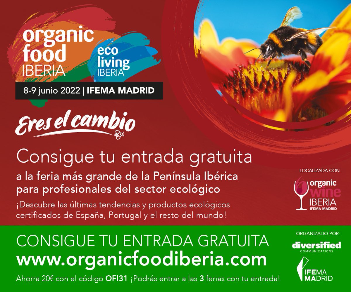 unionrexi's tweet photo. El proximo mes de Junio estaremos en Madrid para la ORGANIC FOOD IBERIA 2022, ¡os esperamos! https://t.co/KlUDpGSeC5