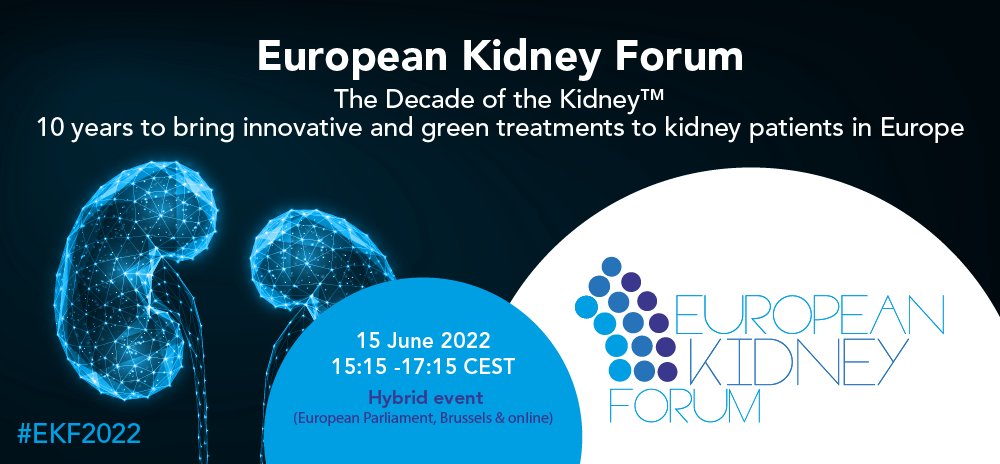 EKHA_EU's tweet photo. 📢REGISTER NOW! #EuropeanKidneyForum 2022 will take place on 15 June in @Europarl_EN &amp; followed by a cocktail reception.

💡EKF2022 will focus on research &amp; innovation to bring green treatments to #KidneyPatients in 🇪🇺

➡️Registration &amp; agenda here: https://t.co/MGgWlkoOLb https://t.co/DfPMgj8Oe6