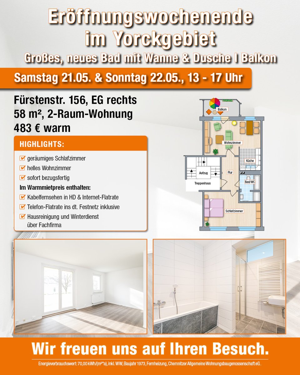 WohnungChemnitz's tweet photo. #Eroeffnung #Neu #Neuerscheinung #ReleaseDay #CAWG #Chemnitz #Yorckgebiet #2RaumWohnung #2Raum https://t.co/jJYCG84xQL