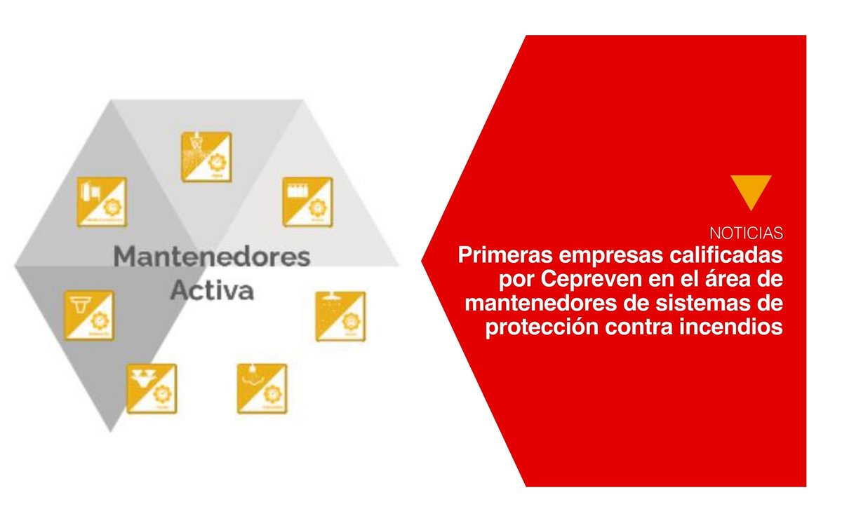 Cepreven's tweet photo. ✔ Primeras empresas calificadas por #Cepreven en el área de mantenedores de sistemas de protección contra #incendios: https://t.co/zvojTzfrNU
➡ DEMCO Montajes y @Soler_PCI han obtenido dicha Calificación.
·
#mantenimientopreventivo #mantenimiento #PCI https://t.co/TrZSKKKLB2