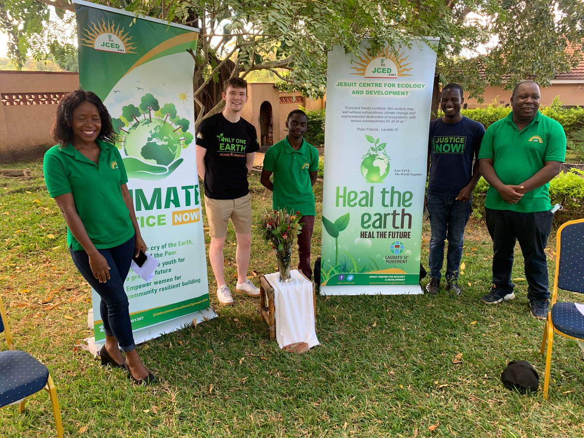 IrishJesuitsInt's tweet photo. Sam arrived in Malawi and has a busy week ahead as @JCED_Malawi  prepare for #LaudatoSi 🌍 week launching on the 23rd May 🌿
Pictured is Project officer Martha and Br Ngoni. A morning mass launched the beginning of exciting events focused on #climatejustice &amp; youth! https://t.co/8gS9al19eX