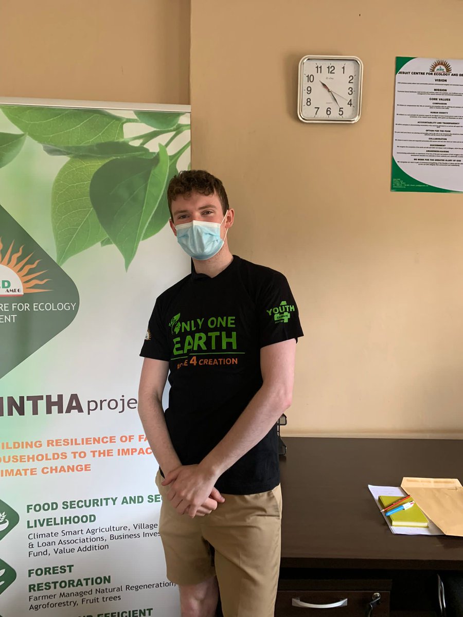 IrishJesuitsInt's tweet photo. Sam arrived in Malawi and has a busy week ahead as @JCED_Malawi  prepare for #LaudatoSi 🌍 week launching on the 23rd May 🌿
Pictured is Project officer Martha and Br Ngoni. A morning mass launched the beginning of exciting events focused on #climatejustice &amp; youth! https://t.co/8gS9al19eX