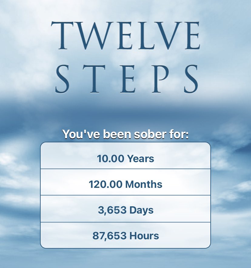 I am 10 years sober today. My first trip to rehab was in 2001 and my most recent time was in 2012. In between those stints I swore off drinking 10,000 times. If you’re trying to get sober, don’t give up, you can do this. #odaat #grateful #RecoveryPosse