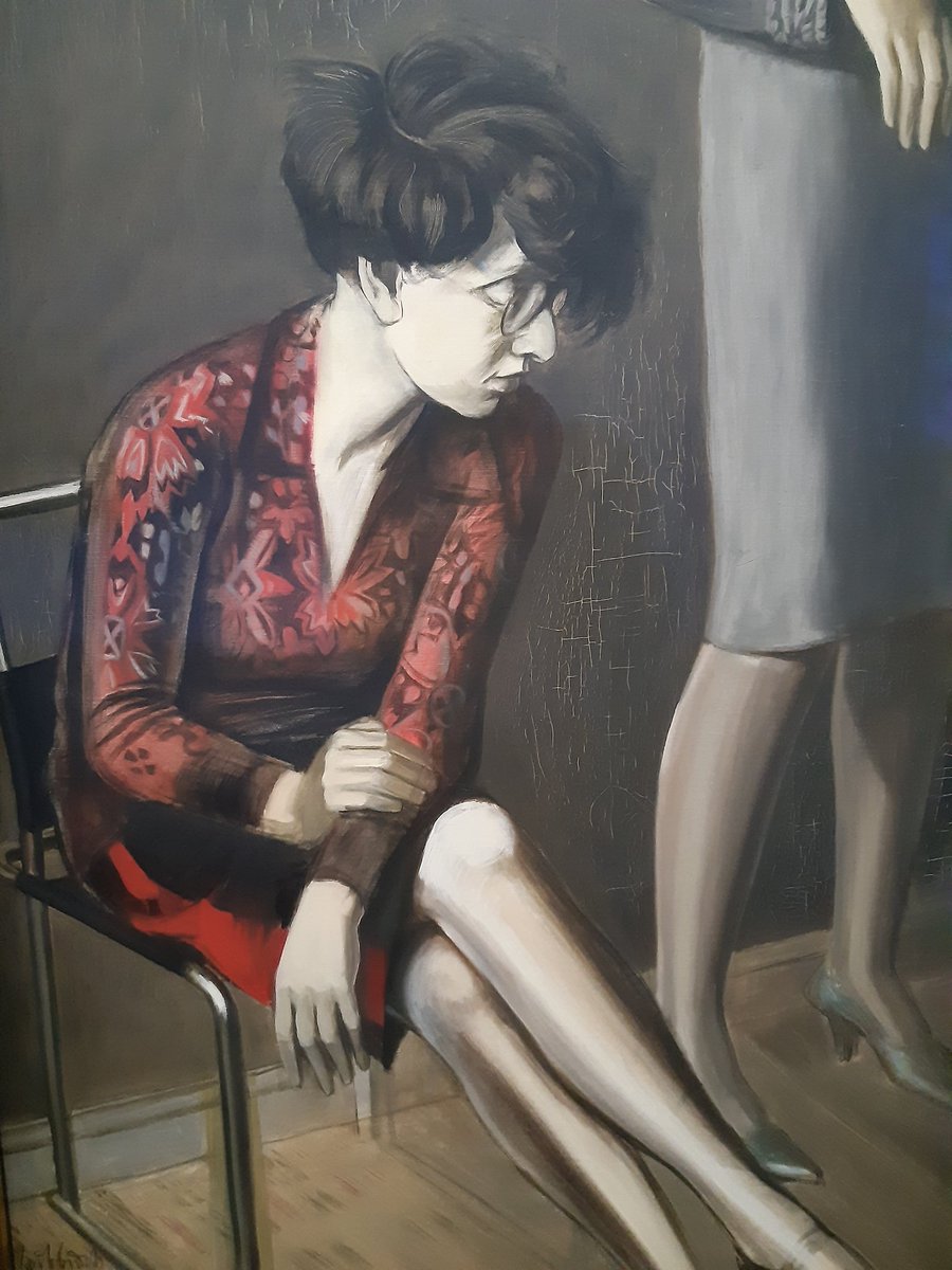 fre2bis's tweet photo. Vu à l'#ExpoAllemagne1920 au @CentrePompidou, ce tableau 🥰 de 1929 de Karl Hubbuch (prêté par le @MuseoThyssen), d'une modernité troublante, qui m'a fait penser à certaines figures contemporaines de @ThomasLevyLasne (sa série des Fêtes, notamment). https://t.co/IRNvMm2eRA