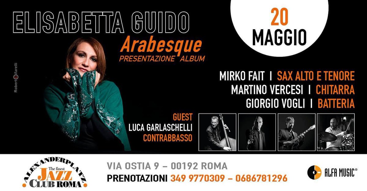 ElisabettaGuido's tweet photo. This evening great #LiveConcert in Rome, at @APlazJazzClub . “Arabesque” (AlfaMusic) , our new Album @emusic_network @MartinoVercesi https://t.co/8sxiM60Kz6