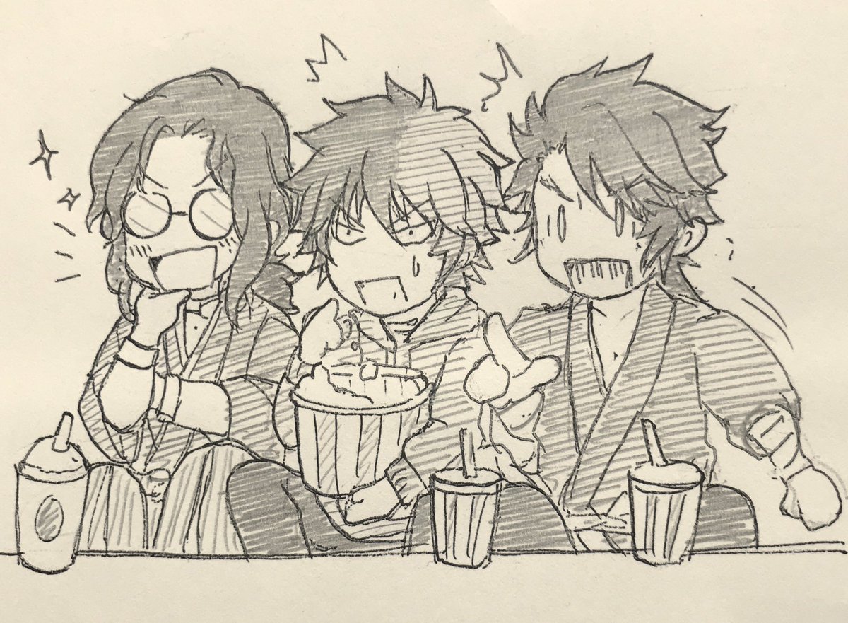 これは、映画刀剣乱舞の円盤が出た時に描いた鑑賞中の土佐組時間経過 