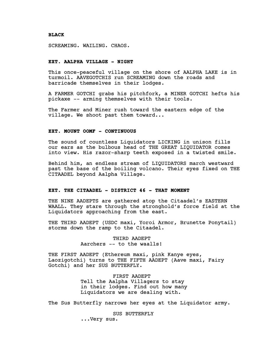 👻💜🎥🎞🎬🍿

The Liquidators are coming! 

THE NINE AADEPTS: AN AAVEGOTCHI STORY
Episode Two: The Second Aadept
Page one.

(Page two coming in an hour) 👀 

#Aavegotchi #GotchiGang #Gotchiverse #PlayToEarn #TheNineAadepts #GotchiLore $GHST <a href="/aavegotchi/">Aavegotchi 👻🟦 Now on Base!</a>