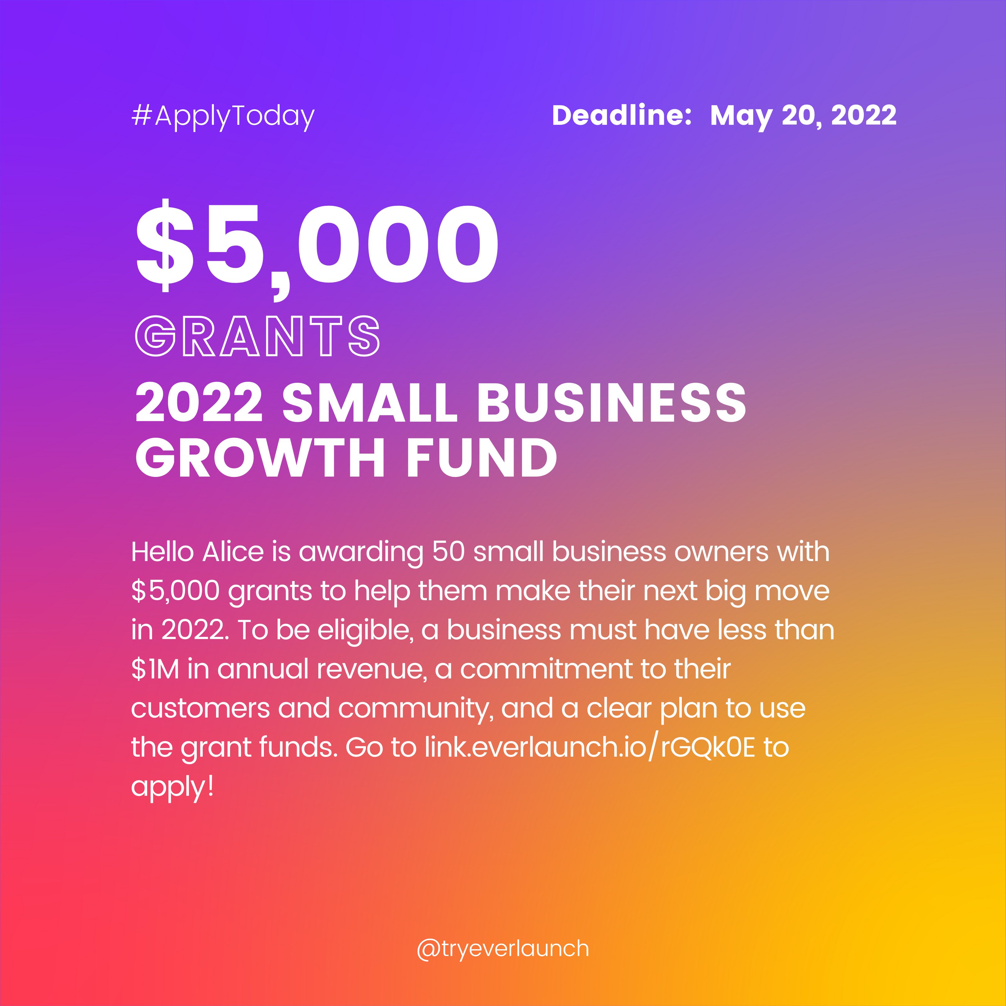 everlaunch on Twitter "Last Call for 2022 Small Business Growth Fund 🚨