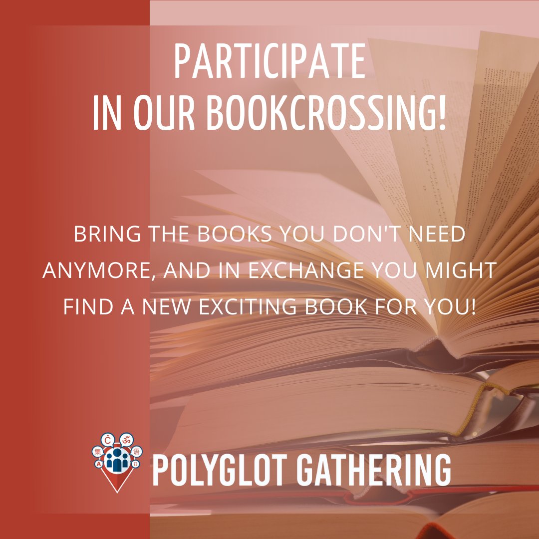 Bring your books for the bookcrossing at #PolyglotGathering!

Find out more about the program at polyglotgathering.com/program 🇵🇱