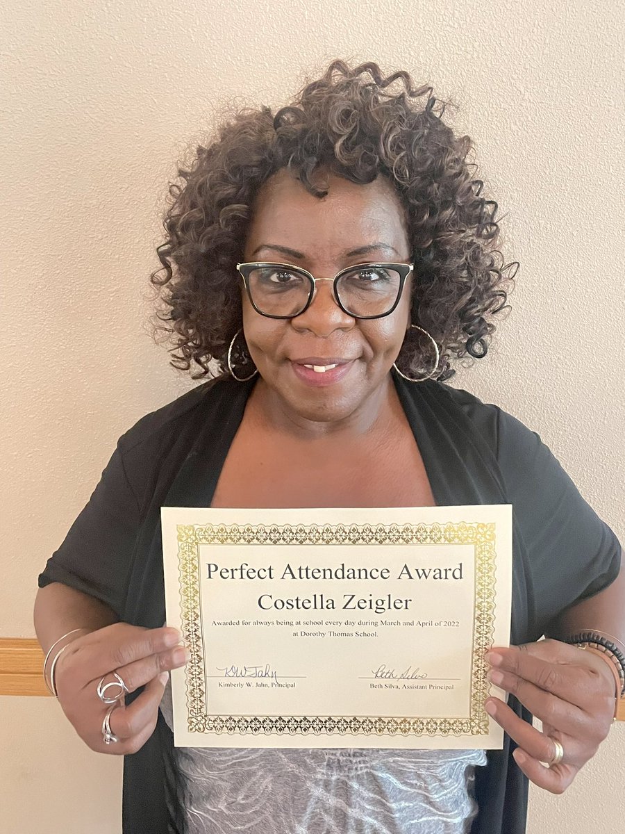 Rain or shine…Mrs. “Z” Zeigler is always here at DT! And she is our perfect attendance winner for March and April. Way to go Z!!!! 🥰