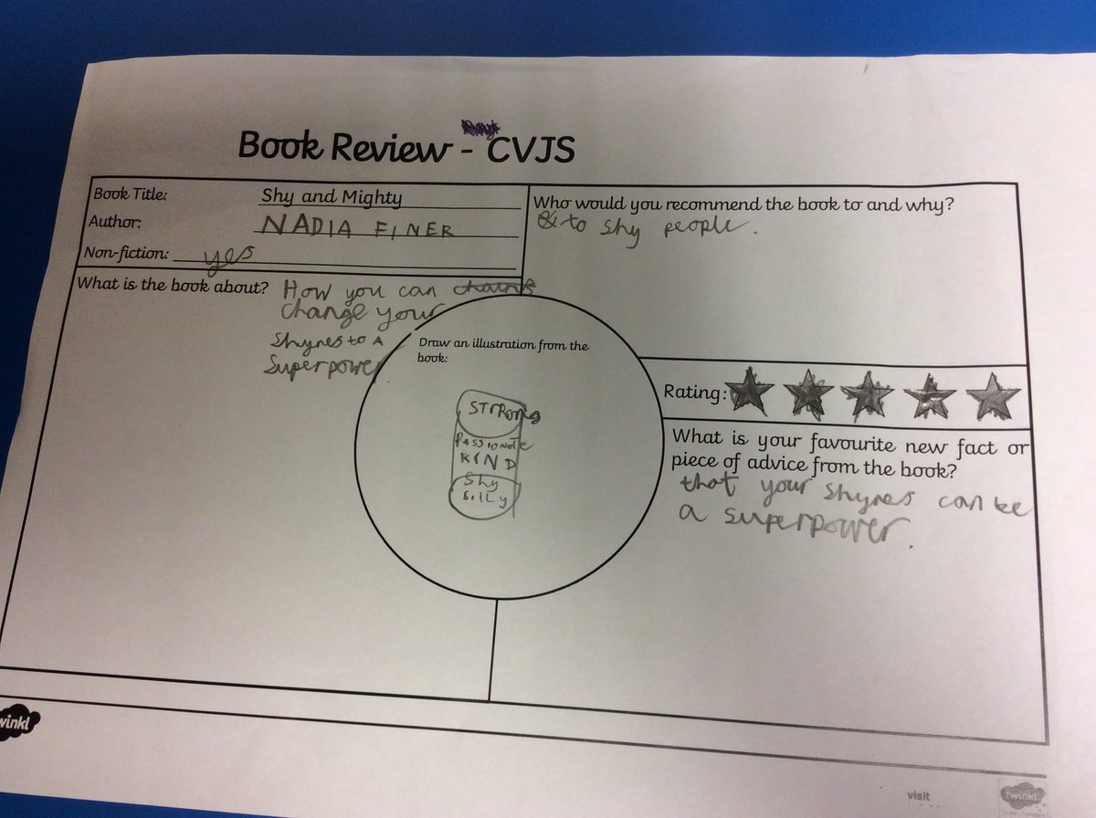 CVJSchool's tweet photo. It is great to have feedback from years 3 to 6 and from parents too. We are looking forward to keeping a copy of this book on the bookshelf in every class in school. Thank you to @dkbooks @readingagency @iamshyandmighty #ShyAndMighty https://t.co/ZDPuDLNKSn