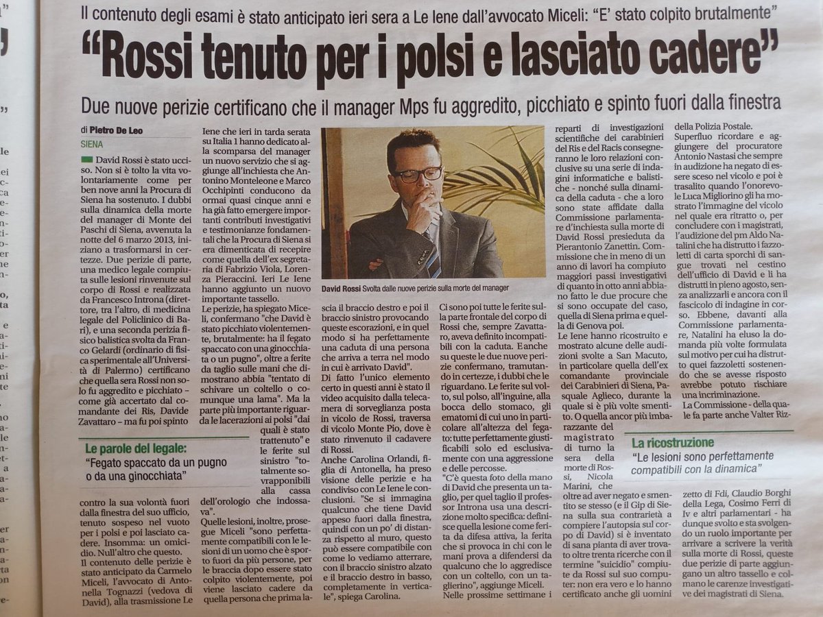 L'ipotesi fatta anche da Ranieri Rossi e contenuta nel libro "David Rossi. I fatti" cpadver-effigi.com/blog/david-ros…
#DavidRossi #Effigi