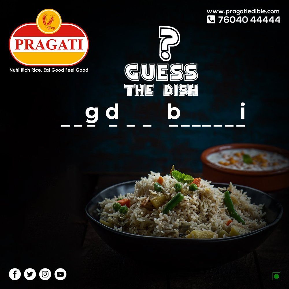 PragatiEdibles's tweet image. #ContestAlert 𝐆𝐮𝐞𝐬𝐬 𝐓𝐡𝐞 𝐃𝐢𝐬𝐡 and Win 𝟓𝐊𝐠 𝐏𝐫𝐚𝐠𝐚𝐭𝐢 𝐑𝐢𝐜𝐞 𝐏𝐚𝐜𝐤𝐞𝐭!

🎯 Like &amp;amp; Share the post
🎯 Comment your answer below
🎯 Tag 3 friends
🎯 Subscribe - youtube.com/channel/UCfw6p…

#Pragati #Rice #NutriRichRice #contestonline #contestgiveaway #qualityrice
