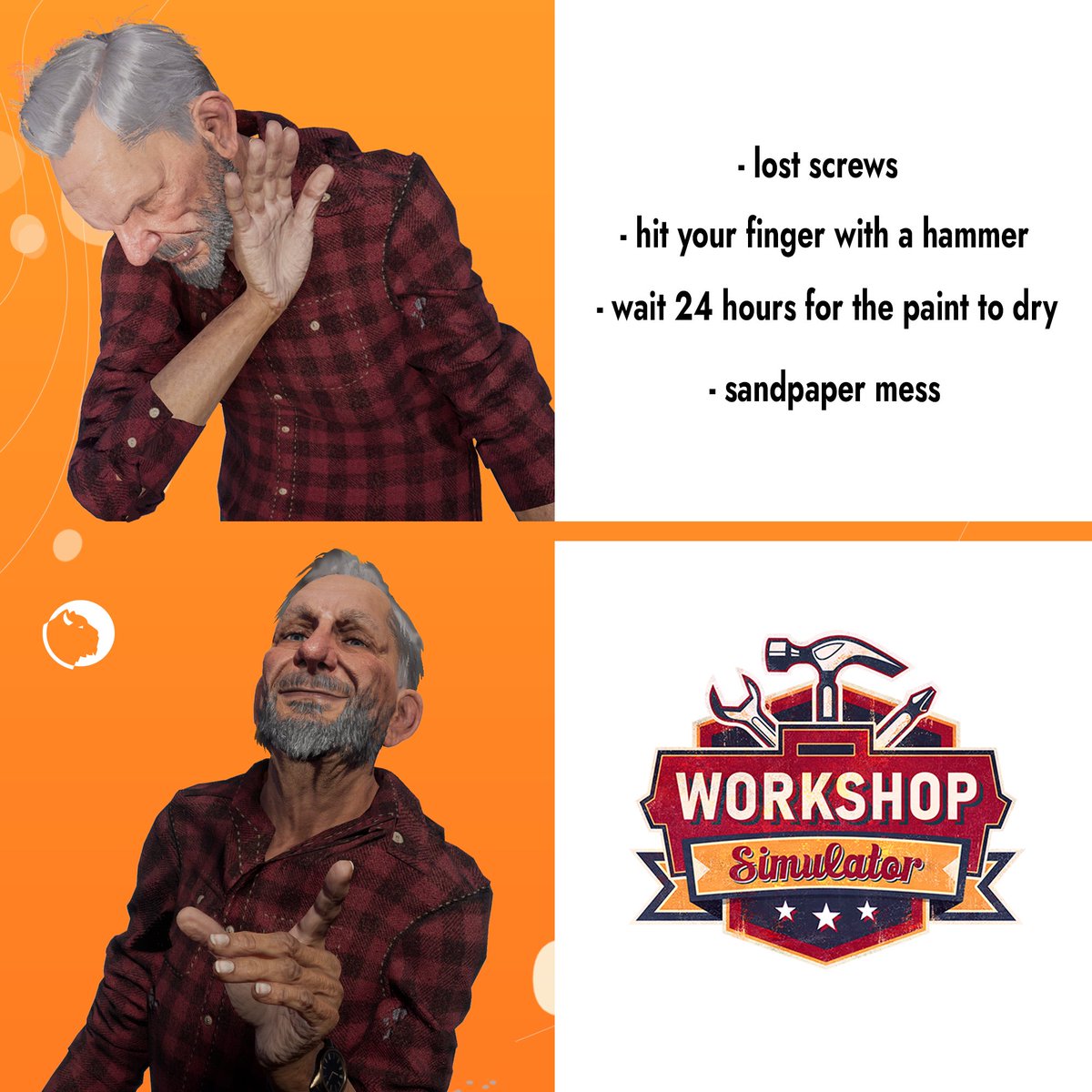 intermarum's tweet photo. ๐ ๏ธ To avoid all the following inconveniences, we encourage you to play Workshop Simulator :D
Available on:
๐ ๏ธ Steam: https://t.co/eTsqJmJ7fX
๐ ๏ธ GOG: https://t.co/nJLtnur9m8
#friday #grake #drakememe #gamedev https://t.co/fB2YKxhzVK