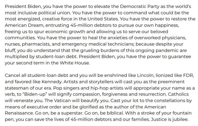 AntoniaMarrero's tweet image. Yes. 🔥
@POTUS #CancelStudentDebt #AllOfIt #NoMeansTesting  #S2598 #JusticeIsJubilee
