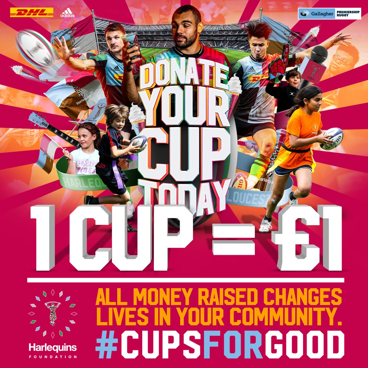 quinsfoundation's tweet photo. Heading to Big Summer Kick-Off to watch @Harlequins tomorrow?!
You can change a life - look out for the cup donation points around @Twickenhamstad
#COYQ #CupsForGood #BuildingBrighterFutures https://t.co/q5L82UmrYa