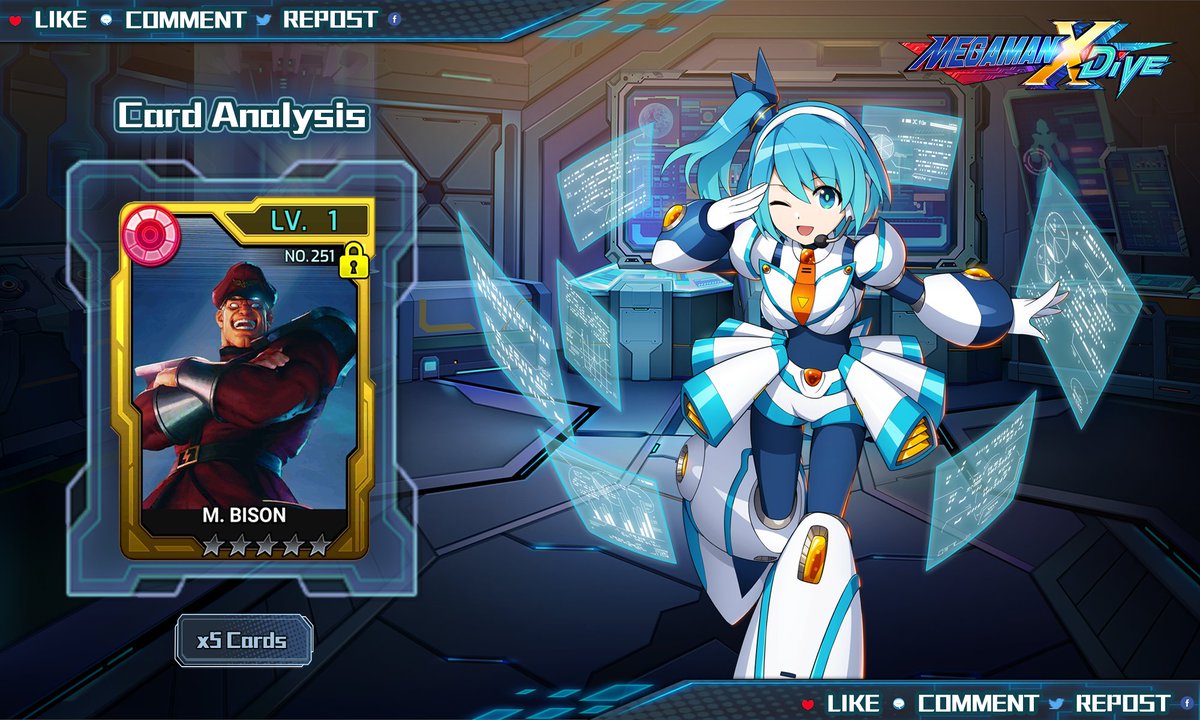MEGAMANXDiVEMO1's tweet photo. RiCO has managed to find extra cards in the Street Fighter Collab data!
5 LUCKY Players may have x1 M. BISON card each for free!
Rules: 
1. LIKE+RETWEET
2. Leave a COMMENT telling us your perfect card setup!
We will pick random comments and grant the rewards on 05/23! https://t.co/psUn3bTsss